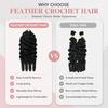 Burmese Curly Human Crochet Hair for Black Women 14Inch, Pre-Separated Feather Lightweight Reusable Crochet Human Hair Bundles 60g, Water Wave Miracle Knots Crochet Human Hair Extensions Natural Black view 4