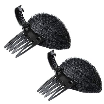 2Pcs Black Puff Hair Cushion with Clips, Fluffy Hair Pad, Sponge Clip Bun Comb and Bump It Up Hair Base Set for Women and Girls DIY Hairstyles