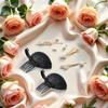 2Pcs Black Puff Hair Cushion with Clips, Fluffy Hair Pad, Sponge Clip Bun Comb and Bump It Up Hair Base Set for Women and Girls DIY Hairstyles view 4