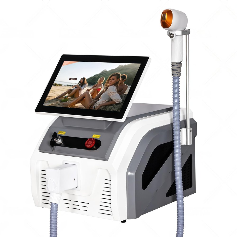 Upgrade large screen facial beauty equipment, professional freezing point cooling handle, 755 808 940 1064nm four wavelength hair removal, CE certification