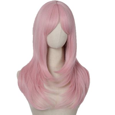 UAOGPLK Long Pink Wig for Women, 20 Inch Straight Wigs with Bangs, Natural Looking Synthetic Heat Resistant Fiber for Daily Party Use