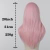 UAOGPLK Long Pink Wig for Women, 20 Inch Straight Wigs with Bangs, Natural Looking Synthetic Heat Resistant Fiber for Daily Party Use view 2
