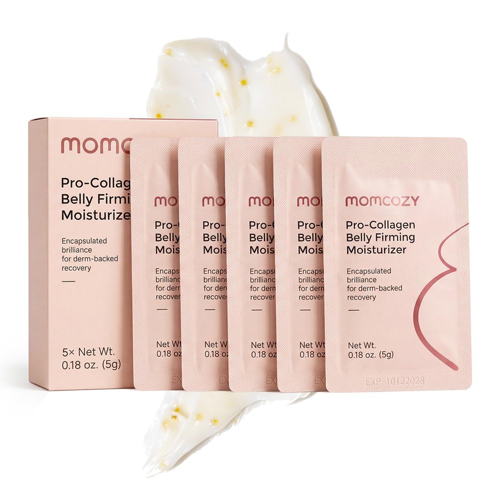 Momcozy Pro-Collagen Belly Firming Moisturizer Stretch Mark Cream 5-Day Trial Pack, 0.9 oz (5 x 5g Sachets)