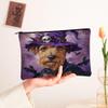Halloween Airedale Terrier Dog Makeup Bag 7x9 Inch for Travel Purse, Fun Gothic Witch Bat Pattern Cosmetic Pouch for Women, Witchy Portable Canvas Zipper Organizer view 2