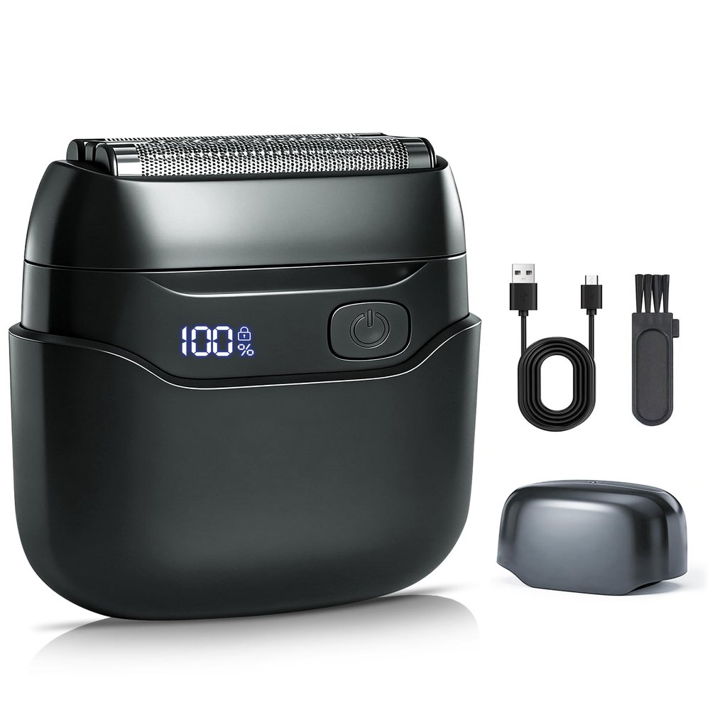 Electric Razor for Men, Foil Shaver with 3 Floating Blades, IPX7 Waterproof Mens Electric Shaver for Face, USB-C Rechargeable Cordless Shaver with LED Display & Travel Lock for Home and Travel