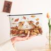 Fall Guinea Pig Makeup Bag 7x9 Inch for Travel Purse, Cute Autumn Maple Leaf Pattern Cosmetic Pouch for Women, Country Farm Portable Canvas Zipper Organizer view 2