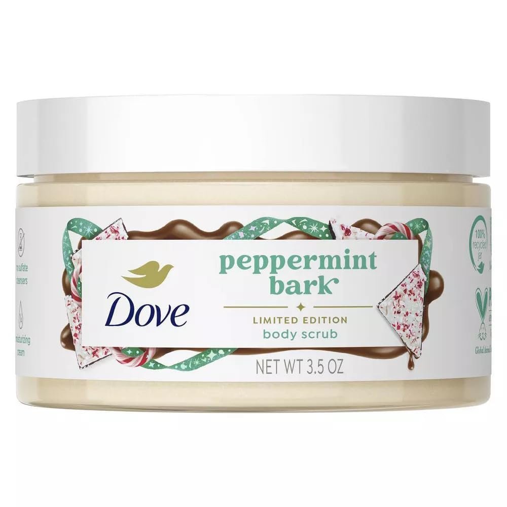 Dove Peppermint Bark Body Scrub 3.5 oz Exfoliating Scrub, Moisturizing & Smoothing Skin Care