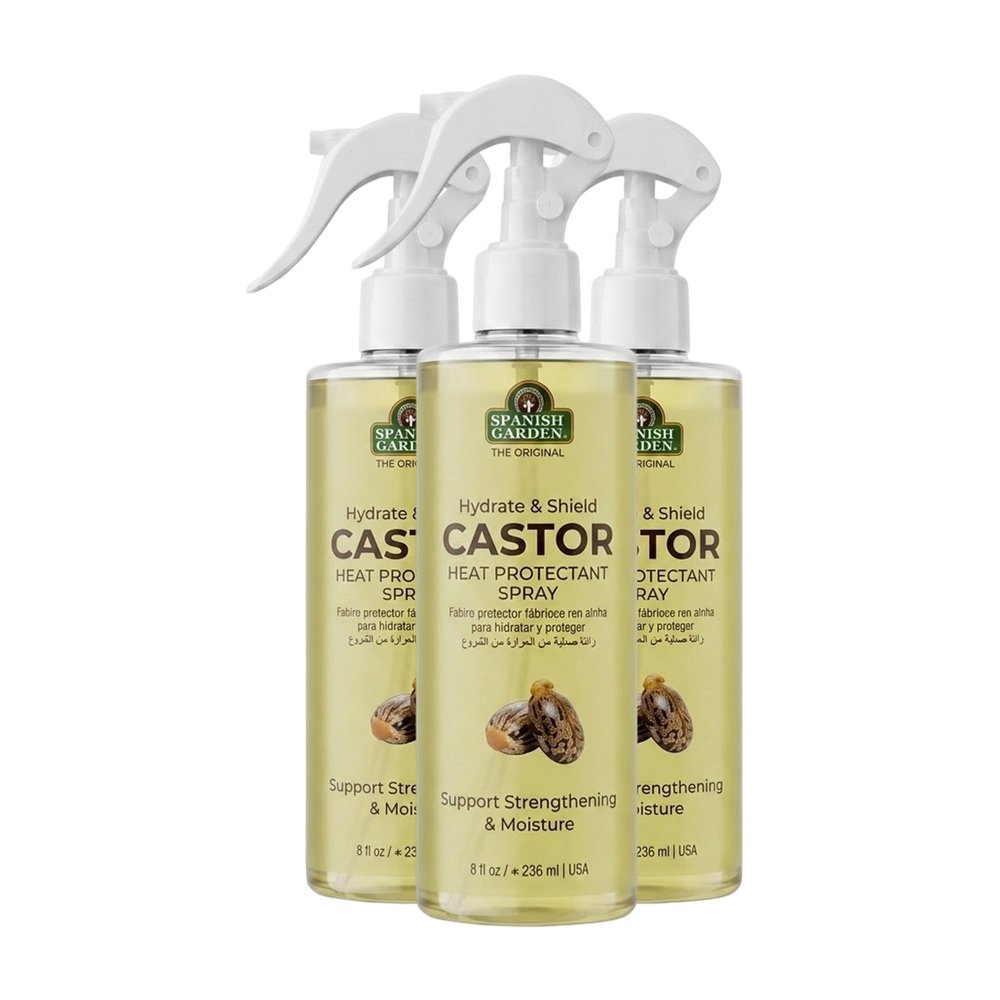 Spanish Garden Castor Oil Heat Protection Spray 8 Fl Oz (Pack of 3)