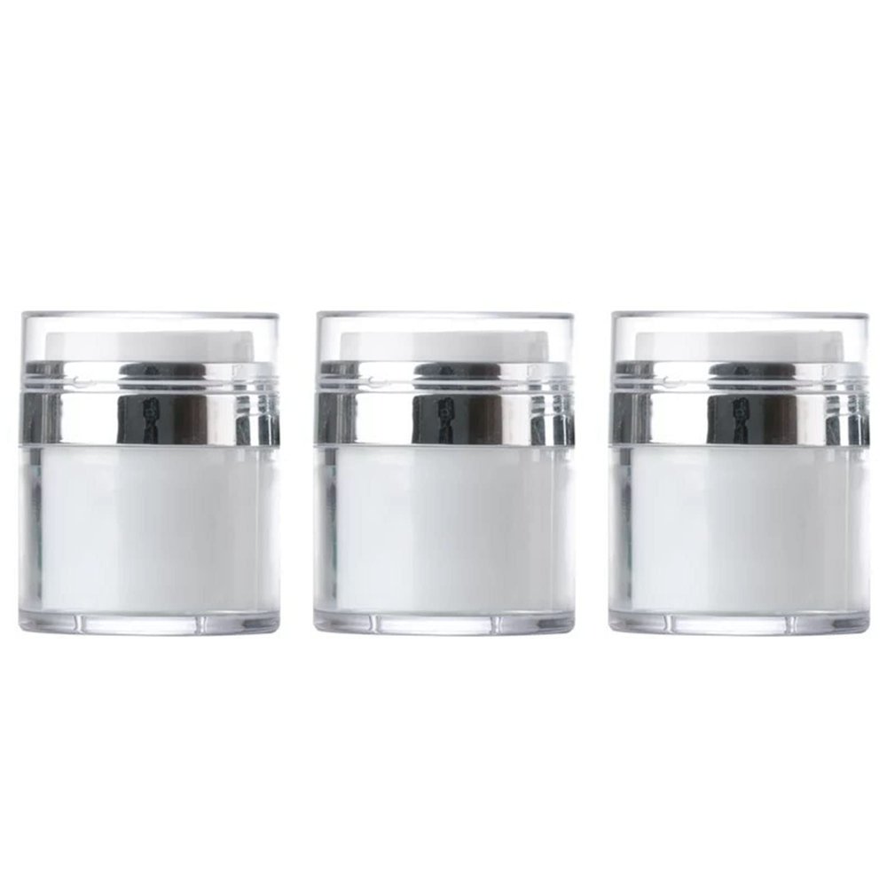 3 Pack Airless Pump Jars - Cream Jar Vacuum Bottle Dispenser, Empty Acrylic Cosmetic Jar Containers with Pump, Refillable Airless Travel Lotion Jar for Thick Moisturizer 50ml*3pcs