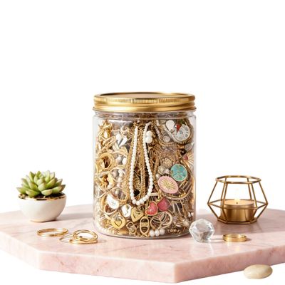 Mystery Jewelry Jar for Women 50Pcs Surprise Gift Box Set with Necklace, Earrings, Rings, Bracelet, Brooch, Hair Clips Birthday Valentines Day Gift for Her, Family & Friends (Silvery20)