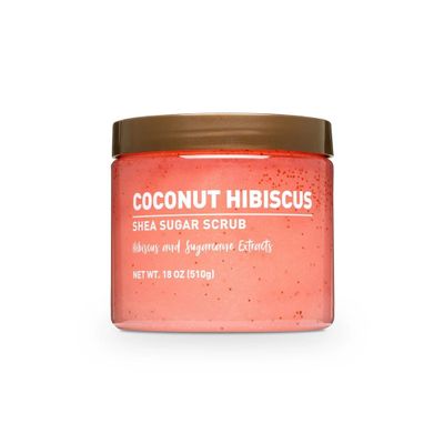 Coconut Hibiscus Body Scrub Exfoliating Sugar Scrub for Soft, Glowing Skin Hydrating Body Polish, Smooth & Radiant Skin, Tropical Scent for Women, 18 oz