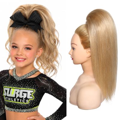 SEIKEA Cheer Ponytail Hair Piece, 100% Real Human Hair 16" Straight Cheerleader Hairpiece Smooth Natural Healthy Reusable Ponytail Extension for Competition, Dance & Stage Honey Blonde