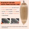SEIKEA Cheer Ponytail Hair Piece, 100% Real Human Hair 16" Straight Cheerleader Hairpiece Smooth Natural Healthy Reusable Ponytail Extension for Competition, Dance & Stage Honey Blonde view 4