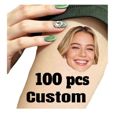 Custom Temporary Tattoos Bulk 100 pcs, Personalized Temporary Tattoos Photo and Text, Waterproof Fake Tattoos Set, Funny Temporary Tattoo for Parties, Weddings, Events (4 * 6 IN)