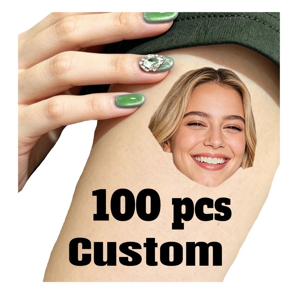 Custom Temporary Tattoos Bulk 100 pcs, Personalized Temporary Tattoos Photo and Text, Waterproof Fake Tattoos Set, Funny Temporary Tattoo for Parties, Weddings, Events (4 * 6 IN)