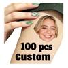 Custom Temporary Tattoos Bulk 100 pcs, Personalized Temporary Tattoos Photo and Text, Waterproof Fake Tattoos Set, Funny Temporary Tattoo for Parties, Weddings, Events (4 * 6 IN) view 1