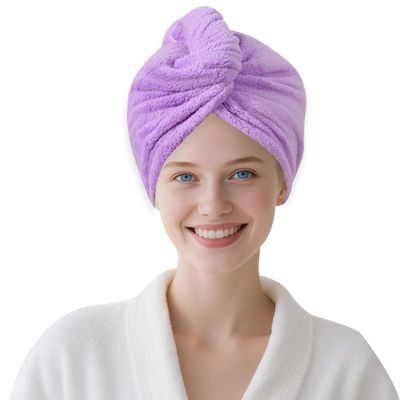 AGKXHDEC 1 Pack Single Layer Purple Microfiber Hair Drying Towel Wrap for Women, Hair Turbans Towel for Wet Hair,Turbie Twist Hair Towels (Purple Color - Single Layer)