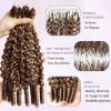 Burmese Curly Feather Human Crochet Hair for Black Women #4/27 Ombre Blonde and Brown 50g Pre-Separated Looped Invisble Curly Bundles Human Hair 22 Inch Lightweight Reusable Remy Hair Extensions view 3