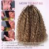 Burmese Curly Feather Human Crochet Hair for Black Women #4/27 Ombre Blonde and Brown 50g Pre-Separated Looped Invisble Curly Bundles Human Hair 22 Inch Lightweight Reusable Remy Hair Extensions view 4