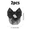 Shimmeroo 2PCS Bowknot Bun Hair Net Barrette Satin Bow French Clips view 2