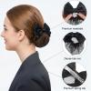 Shimmeroo 2PCS Bowknot Bun Hair Net Barrette Satin Bow French Clips view 3