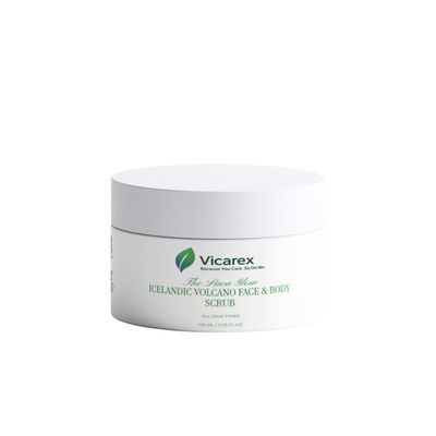 Vicarex Volcanic Face & Body Scrub Natural Volcanic Sand Exfoliator for Smooth, Radiant Skin Vegan, Organic, Deep Cleansing