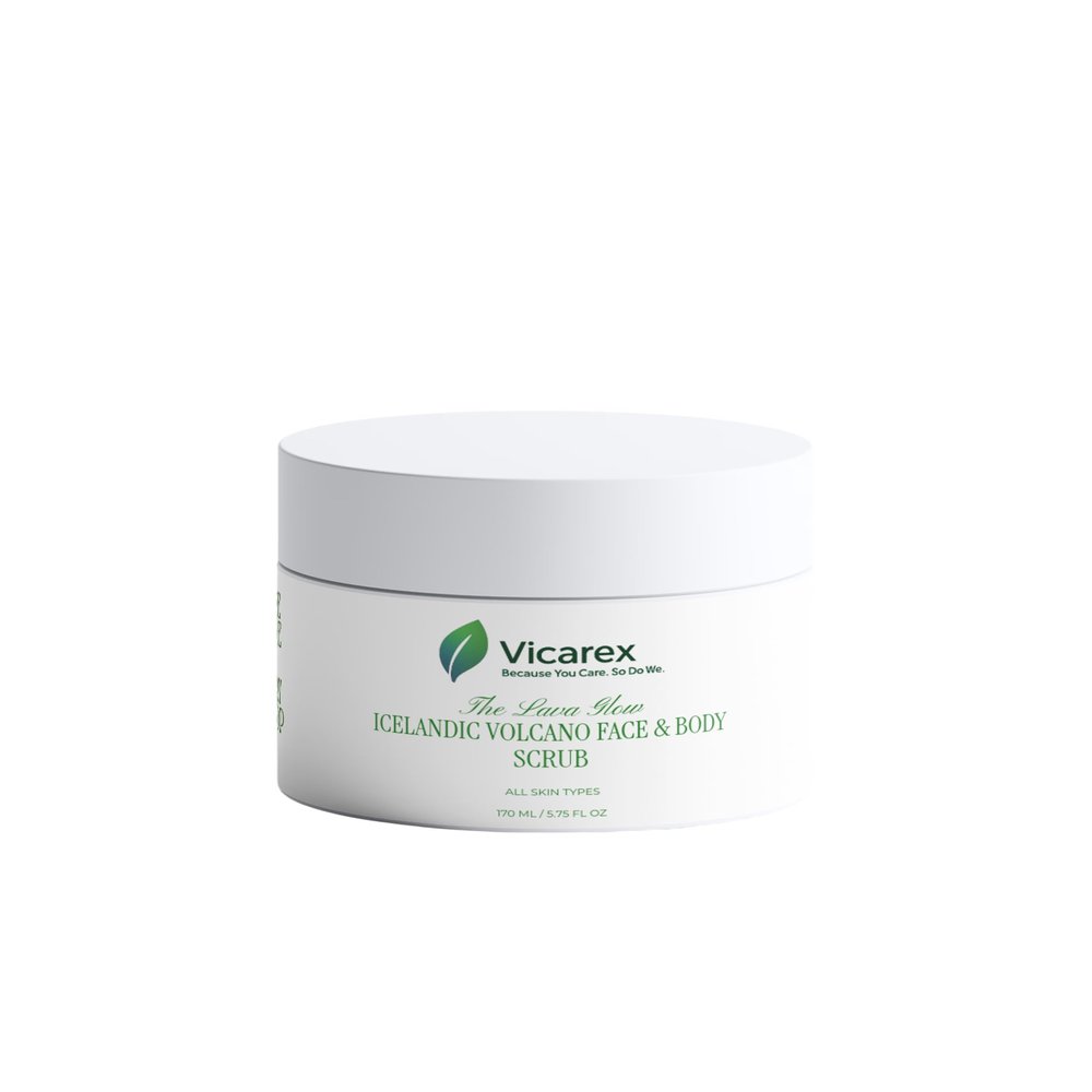 Vicarex Volcanic Face & Body Scrub Natural Volcanic Sand Exfoliator for Smooth, Radiant Skin Vegan, Organic, Deep Cleansing