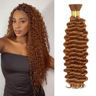 Human Boho Braiding Hair 350 Deep Wave Bulk Boho Hair for Braids Ginger Curly Bundles Human Hair for Bohemian Braids Braiding Hair Extensions NiegMeag 28 28 Inch