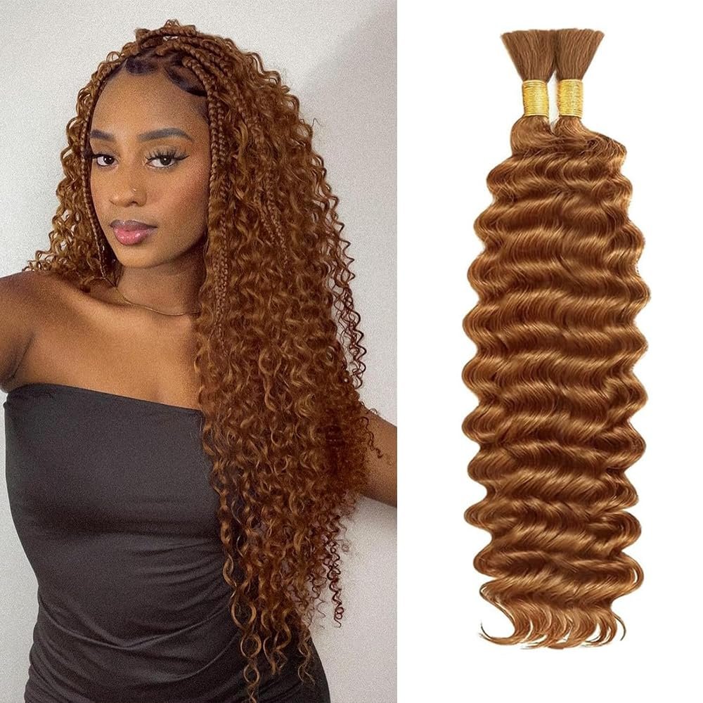 Human Boho Braiding Hair 350 Deep Wave Bulk Boho Hair for Braids Ginger Curly Bundles Human Hair for Bohemian Braids Braiding Hair Extensions NiegMeag 28 28 Inch