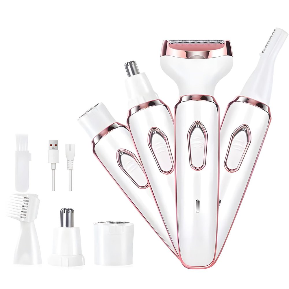 4 in 1 Electric Hair Remover for Women, Rechargeable Eyebrow Trimmer Arm Leg Face Shaver, Body Groomer