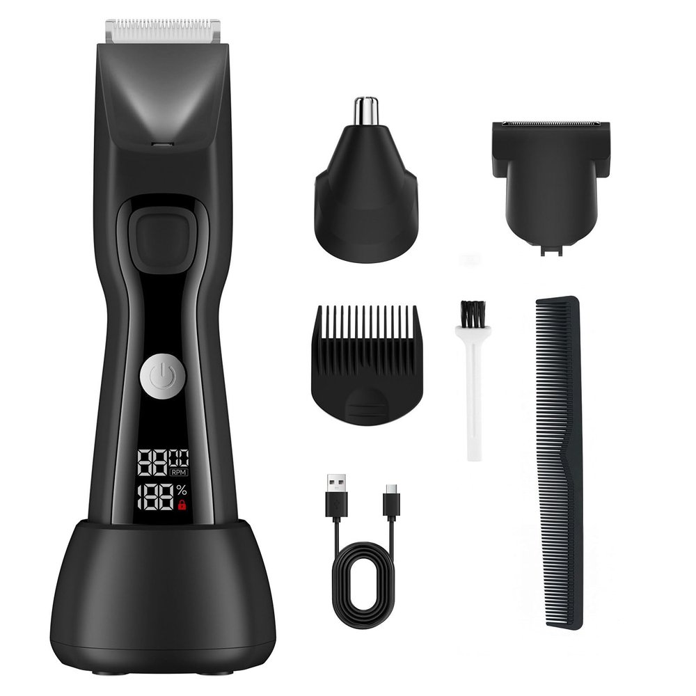 Portable Electric Ear Nose Hair Trimmer, Rechargeable Body Hair Shaver with Digital Display, Adjustable Speeds