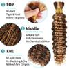 NiegMeag Human Braiding Hair for Boho Braids 4/27 Highlight Ombre Deep Wave Bulk Human Hair 24 24 Inch Honey Blonde Curly Wave Human Hair Extensions 2 Bundles/Pack view 3