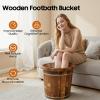NKLOKSD Wood Foot Bath Bucket with Lid, 15.8'' Thickened Wooden Foot Bath Tub with Massage Beads Plate Pedicure Bowl Soaking Tub for Relaxation, Massage Soles, Home Spa, Insulated view 2