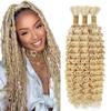 #613 Blonde Human Braiding Hair for Boho Braids 24 24 24 Inch Unprocessed Virgin Deep Wave Bulk Human Hair Extensions For Braids 150g 3 Bundles/Pack view 1