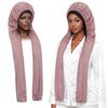 QFGasre Bonnet for Sleeping Long Satin Bonnet Braids Hair Bonnets for Women 2 in 1 Long Braids Protector UV Shield Soft Breathable and Smoothy Water-Resistant Pink view 1