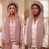 QFGasre Bonnet for Sleeping Long Satin Bonnet Braids Hair Bonnets for Women 2 in 1 Long Braids Protector UV Shield Soft Breathable and Smoothy Water-Resistant Pink view 3