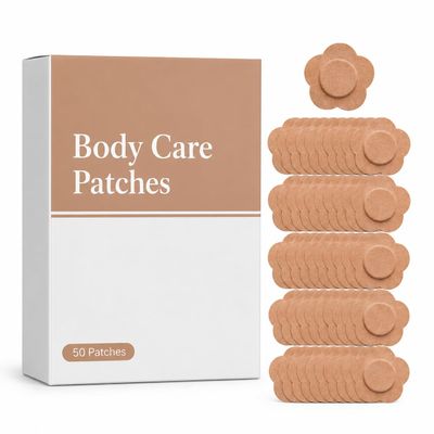 Castor Oil Pack Wrap, 50 Count Disposable Flower Shaped Absorbent Castor Oil Patches, Self-Adhesive Body Care Patches, for Abdomen, Back and Neck, Oil Not Included (FLOWER-NUDE-50CT)