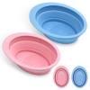 2Pcs Foldable Silicone Makeup Brush Cleaner Bowl - Portable Cosmetic Brush Cleaning Tool for Makeup Brushes, Powder Puffs, and Sponges, Deep Clean Brush Washer for Travel and Home Use (Pink,Blue) view 1
