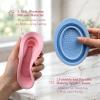 2Pcs Foldable Silicone Makeup Brush Cleaner Bowl - Portable Cosmetic Brush Cleaning Tool for Makeup Brushes, Powder Puffs, and Sponges, Deep Clean Brush Washer for Travel and Home Use (Pink,Blue) view 2