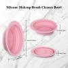 2Pcs Foldable Silicone Makeup Brush Cleaner Bowl - Portable Cosmetic Brush Cleaning Tool for Makeup Brushes, Powder Puffs, and Sponges, Deep Clean Brush Washer for Travel and Home Use (Pink,Blue) view 4