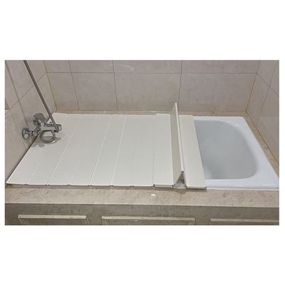 XCVFRW Shutter Bath Lid Top Cover, Folding PVC Board - 0.6cm Thick, Fits Most Tubs, As Tray for Insulation & Dustproof, Store Wine Glass (White 171x75cm/67 x30)