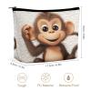 FekiLoot Cosmetic Bag for Women Cute Monkey Print Makeup Bag PU Leather Makeup Pouch Aesthetic Travel Toiletry Bags Portable Compact Makeup Zipper Pouch for Daily Essentials view 2