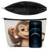 FekiLoot Cosmetic Bag for Women Cute Monkey Print Makeup Bag PU Leather Makeup Pouch Aesthetic Travel Toiletry Bags Portable Compact Makeup Zipper Pouch for Daily Essentials view 3