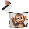 FekiLoot Cosmetic Bag for Women Cute Monkey Print Makeup Bag PU Leather Makeup Pouch Aesthetic Travel Toiletry Bags Portable Compact Makeup Zipper Pouch for Daily Essentials view 4