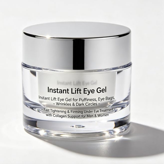 Instant Lift Eye Gel for Puffiness, Eye Bags, Wrinkles & Dark Circles Fast Tightening & Firming Under Eye Treatment with Collagen Support for Men & Women