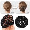 3Pcs Hair Bun Cover, Hair Bun Covers for Women Handmade Crochet Knit, Elastic Invisible Bun Covers for Women's Hair, 8cm Black Hair Net Snood for Dance Ballet Skating view 3