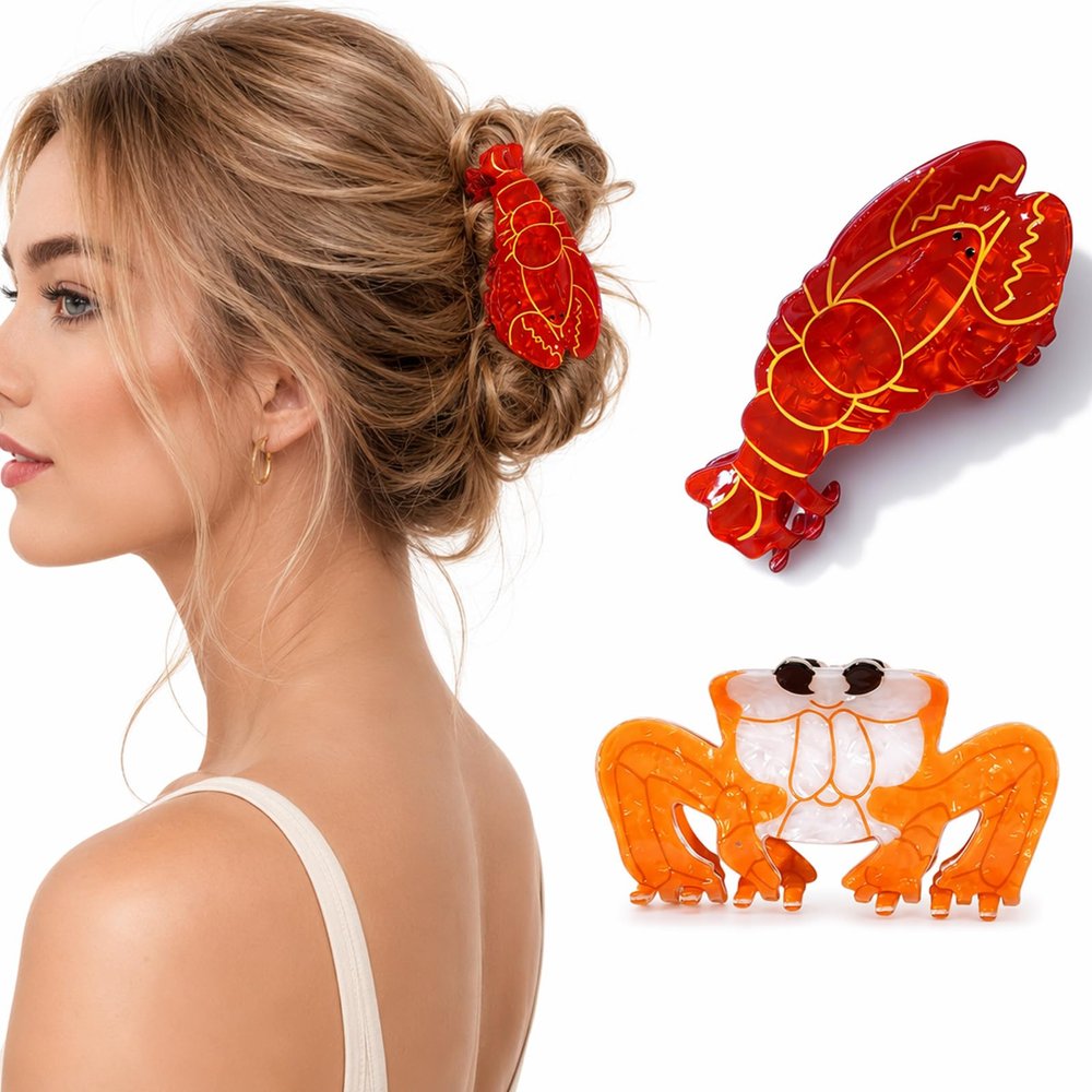 2PCS lobster claw clip, Piper K Hair Clips, Fun Hair Clips for Women and Girls, Animal Design Hair Accessories, Acetate Material Hair Claw Clips