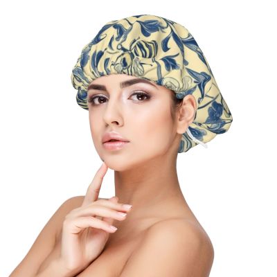 ARELIDCA Yellow and Blue Honey Bees Satin Bonnet for Sleeping Women Double Layer Hair Wrap with Adjustable Tie Band