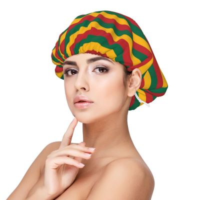 ARELIDCA Flag of Lithuania Inspired Colored Stripes Pattern Satin Bonnet for Sleeping Women Double Layer Hair Wrap with Adjustable Tie Band