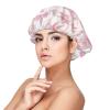 Boho vintage country chic white pink roses floral Satin Bonnet for Sleeping Women Double Layer Hair Wrap with Adjustable Tie Band view 1